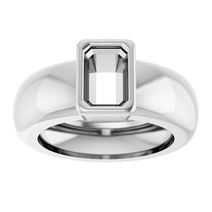 14K White Gold 6x4 mm Emerald Bezel-Set Lightweight Ring Mounting – image 6
