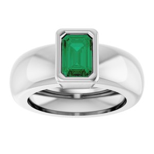 14K White Gold Lab-Grown Emerald Lightweight Ring – image 3