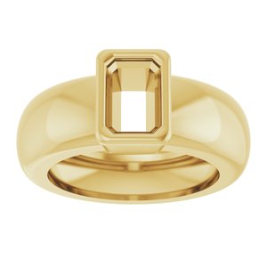 14K Yellow Gold 6x4 mm Emerald Bezel-Set Lightweight Ring Mounting – image 6