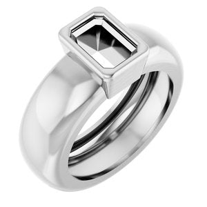14K White Gold 6x4 mm Emerald Bezel-Set Lightweight Ring Mounting – image 2