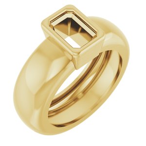14K Yellow Gold 6x4 mm Emerald Bezel-Set Lightweight Ring Mounting – image 2