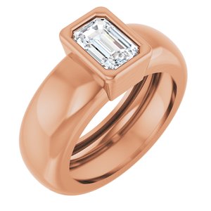 14K Rose Gold 6x4 mm Emerald Bezel-Set Lightweight Ring Mounting