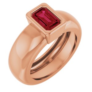 14K Rose Gold Lab-Grown Ruby Lightweight Ring