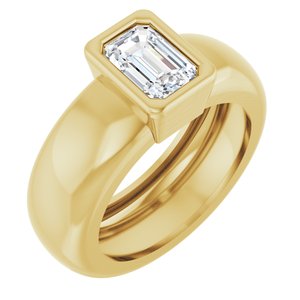 14K Yellow Gold 6x4 mm Emerald Bezel-Set Lightweight Ring Mounting