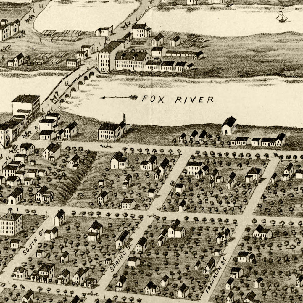 Vintage Map of Batavia, Illinois 1869
