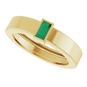 14K Yellow Gold Lab-Grown Emerald  Bezel-Set Ring Size 4.5 – image 5