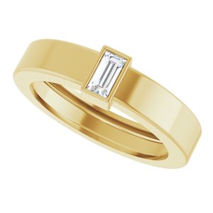 14K Yellow Gold 4x2 mm Straight Baguette Bezel-Set Ring Mounting Size 4.5 – image 8