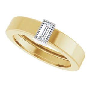 14K Yellow/White Gold Natural Diamond  Bezel-Set Ring Size 4.5 – image 5