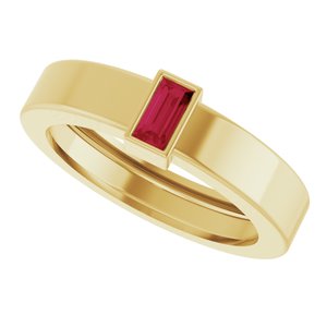 14K Yellow Gold Lab-Grown Ruby  Bezel-Set Ring Size 4.5 – image 5