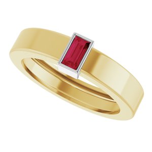 14K Yellow/White Gold Lab-Grown Ruby  Bezel-Set Ring Size 4.5 – image 5