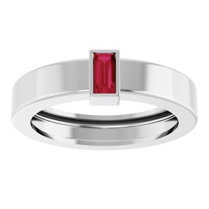 14K White Gold Lab-Grown Ruby  Bezel-Set Ring Size 4.5 – image 3