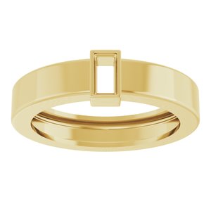 14K Yellow Gold 4x2 mm Straight Baguette Bezel-Set Ring Mounting Size 4.5 – image 6