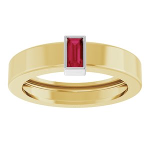 14K Yellow/White Gold Lab-Grown Ruby  Bezel-Set Ring Size 4.5 – image 3