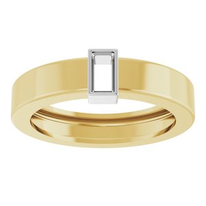 14K Yellow/White Gold 4x2 mm Straight Baguette Bezel-Set Ring Mounting Size 4.5 – image 6