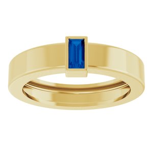 14K Yellow Gold Lab-Grown Blue Sapphire  Bezel-Set Ring Size 4.5 – image 3