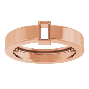 14K Rose Gold 4x2 mm Straight Baguette Bezel-Set Ring Mounting Size 4.5 – image 6