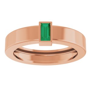 14K Rose Gold Lab-Grown Emerald  Bezel-Set Ring Size 4.5 – image 3
