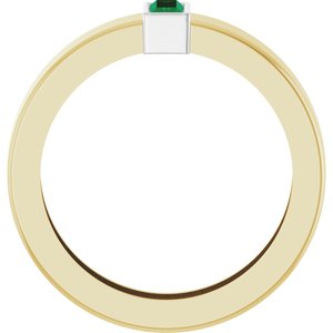 14K Yellow/White Gold Lab-Grown Emerald  Bezel-Set Ring Size 4.5 – image 2