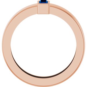 14K Rose Gold Lab-Grown Blue Sapphire  Bezel-Set Ring Size 4.5 – image 2