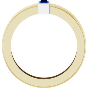 14K Yellow/White Gold Lab-Grown Blue Sapphire  Bezel-Set Ring Size 4.5 – image 2