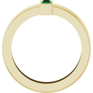 14K Yellow Gold Lab-Grown Emerald  Bezel-Set Ring Size 4.5 – image 2
