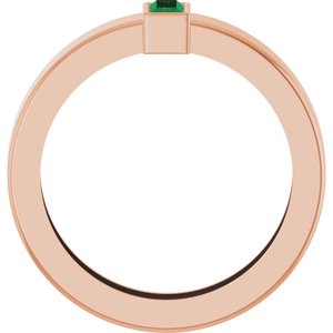 14K Rose Gold Lab-Grown Emerald  Bezel-Set Ring Size 4.5 – image 2