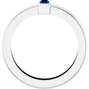14K White Gold Lab-Grown Blue Sapphire  Bezel-Set Ring Size 4.5 – image 2