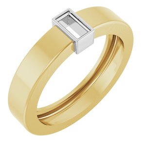14K Yellow/White Gold 4x2 mm Straight Baguette Bezel-Set Ring Mounting Size 4.5 – image 2