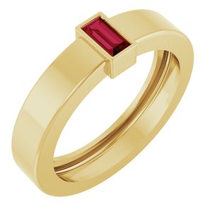 14K Yellow Gold Lab-Grown Ruby  Bezel-Set Ring Size 4.5