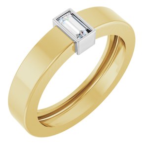 14K Yellow/White Gold Lab-Grown Diamond  Bezel-Set Ring Size 4.5