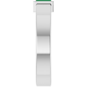 14K White Gold Lab-Grown Emerald  Bezel-Set Ring Size 4.5 – image 4