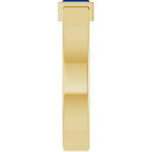 14K Yellow Gold Lab-Grown Blue Sapphire  Bezel-Set Ring Size 4.5 – image 4