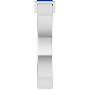 14K White Gold Lab-Grown Blue Sapphire  Bezel-Set Ring Size 4.5 – image 4