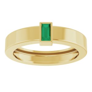 14K Yellow Gold Lab-Grown Emerald  Bezel-Set Ring Size 5.5 – image 3