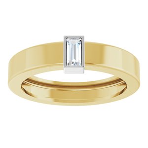 14K Yellow/White Gold Natural Diamond  Bezel-Set Ring Size 5.5 – image 3