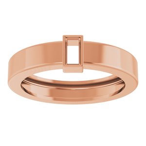 14K Rose Gold 4x2 mm Straight Baguette Bezel-Set Ring Mounting Size 5.5 – image 6