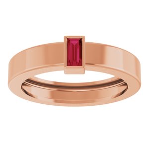 14K Rose Gold Lab-Grown Ruby  Bezel-Set Ring Size 5.5 – image 3