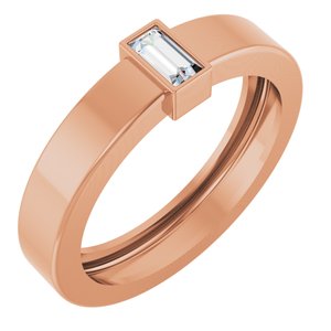 14K Rose Gold 4x2 mm Straight Baguette Bezel-Set Ring Mounting Size 5.5