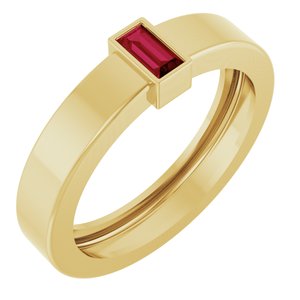 14K Yellow Gold Lab-Grown Ruby  Bezel-Set Ring Size 5.5