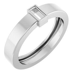 14K White Gold 4x2 mm Straight Baguette Bezel-Set Ring Mounting Size 5.5 – image 2