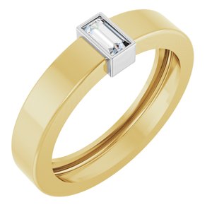 14K Yellow/White Gold Natural Diamond  Bezel-Set Ring Size 5.5