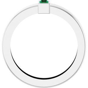 14K White Gold Lab-Grown Emerald  Bezel-Set Ring Size 5.5 – image 2
