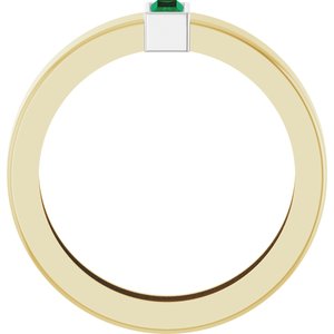 14K Yellow/White Gold Lab-Grown Emerald  Bezel-Set Ring Size 5.5 – image 2