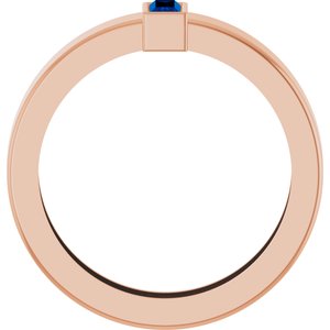 14K Rose Gold Lab-Grown Blue Sapphire  Bezel-Set Ring Size 5.5 – image 2