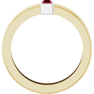 14K Yellow/White Gold Lab-Grown Ruby  Bezel-Set Ring Size 5.5 – image 2