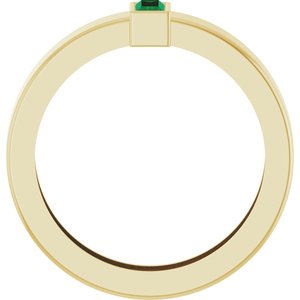 14K Yellow Gold Lab-Grown Emerald  Bezel-Set Ring Size 5.5 – image 2