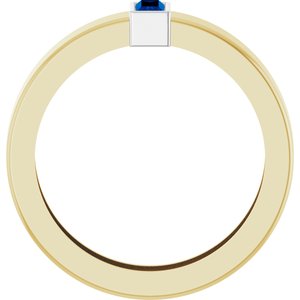 14K Yellow/White Gold Lab-Grown Blue Sapphire  Bezel-Set Ring Size 5.5 – image 2
