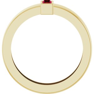 14K Yellow Gold Lab-Grown Ruby  Bezel-Set Ring Size 5.5 – image 2