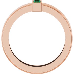 14K Rose Gold Lab-Grown Emerald  Bezel-Set Ring Size 5.5 – image 2
