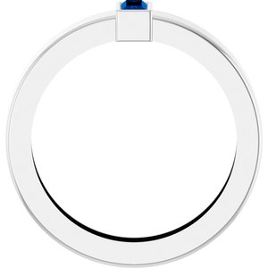 14K White Gold Lab-Grown Blue Sapphire  Bezel-Set Ring Size 5.5 – image 2